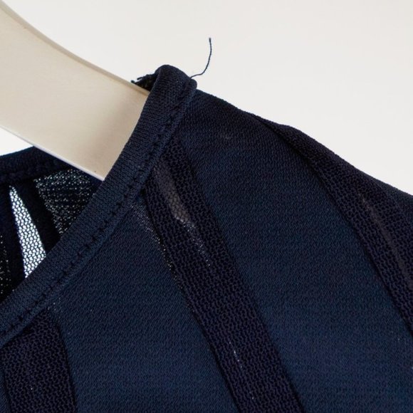 Vivienne Tam Vintage FW/98 Runway Navy Mesh-Stripe Sleeveless Top - Picture 4 of 6